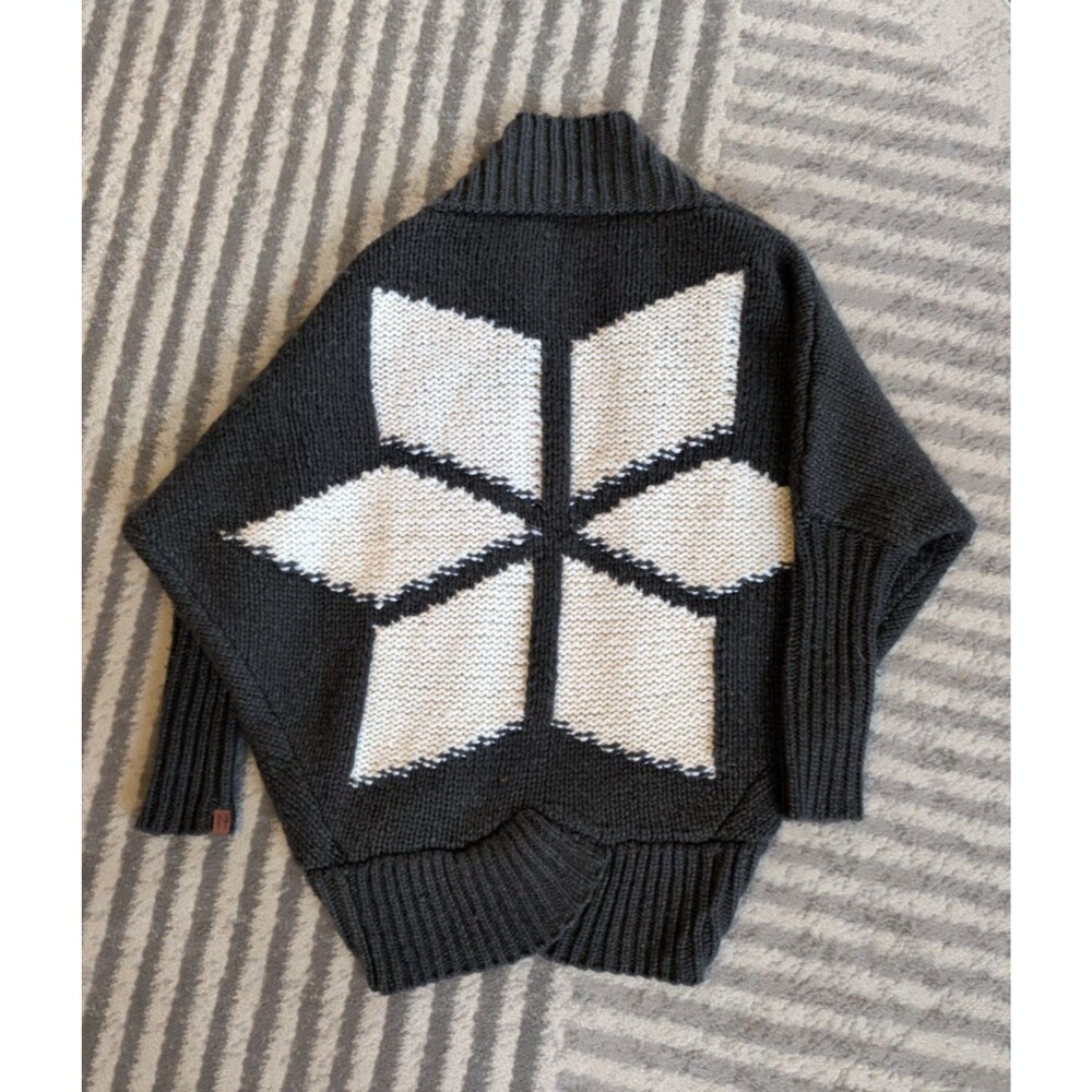Neve Avalanche Open Front Knit Sweater With Nordic Style Diamond Snowflake S/M